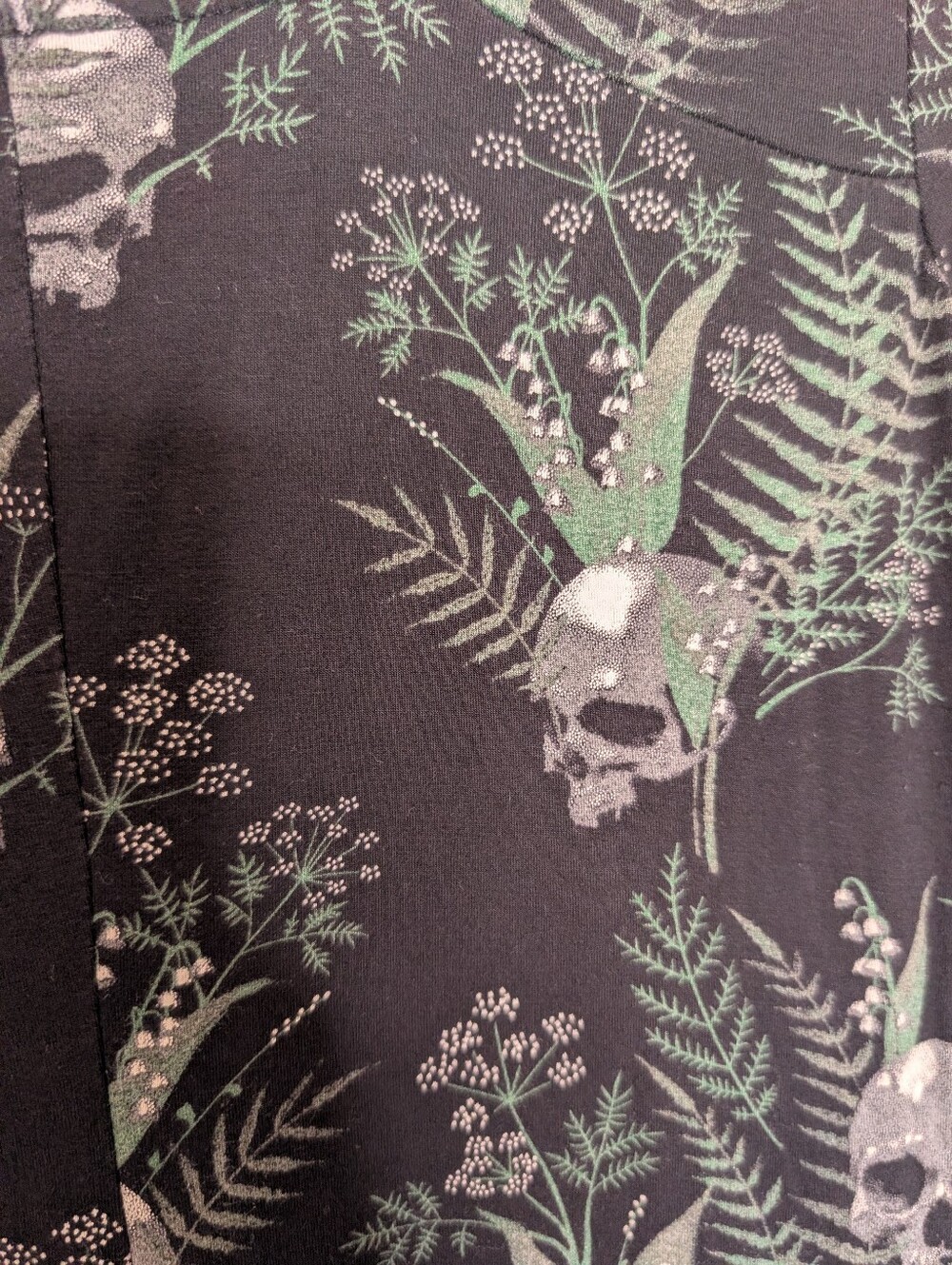 KILLSTAR Black Skull Botanical Floral Long Sleeve Goth Maxi Dress S - Picture 7 of 7